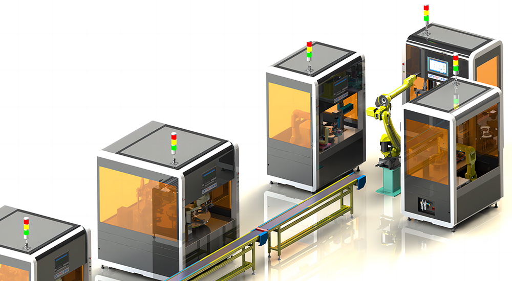 镭普森根据压力表制造行业的痛点，自主研发全自动不锈钢压力表焊接装配生产线。该生产线可实现自动送料，波登管与基座自动焊接，管尾自动焊接，搭片/闷头自动焊接，表芯自动装配，自动化装箱等加工流程。同时搭载视觉检测、智能机器人以及MES管理系统，为企业数字化转型助力。